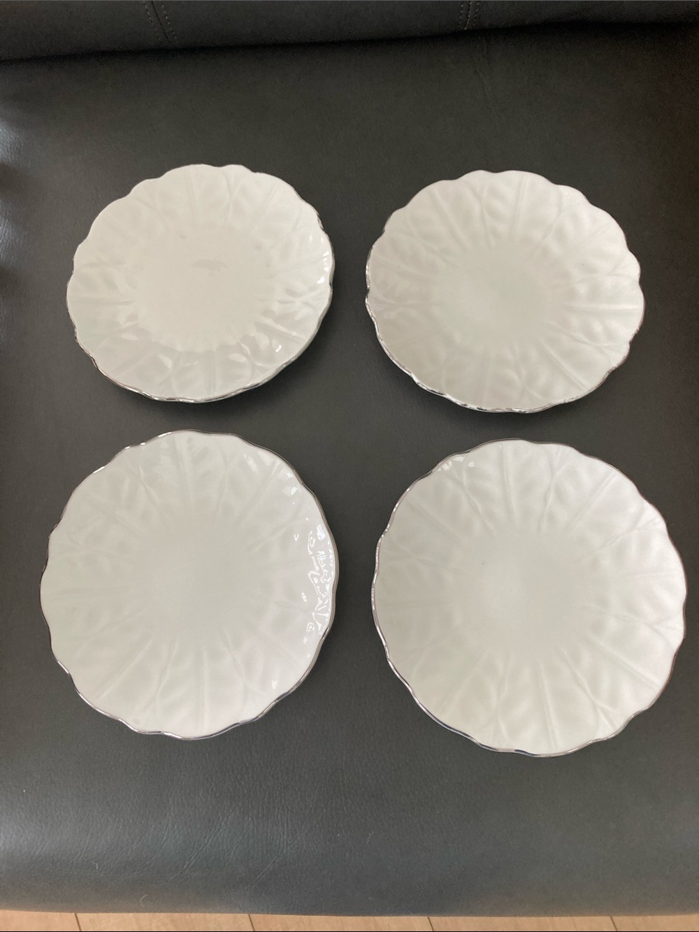 Classic White Scalloped China Salad Plates - Set of 4. (Fine China)